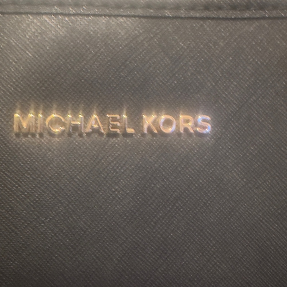 Michael Kors Charcoal and Gold Logo Handbag